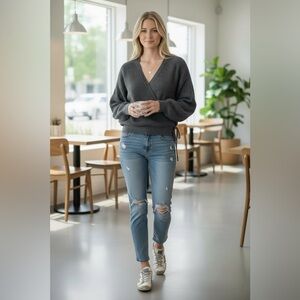 Gentle Fawn Dark Gray V-Neck Sweater